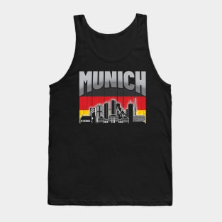 Munich Germany Skyline Vintage German Flag Tank Top